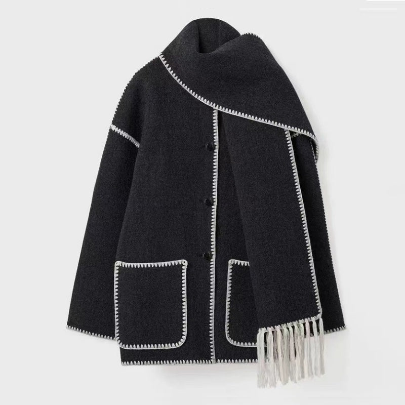 ストールカラーウールショートコート