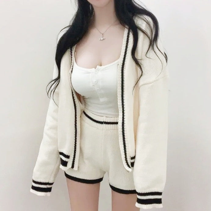 ラインニットショートパンツセットアップ