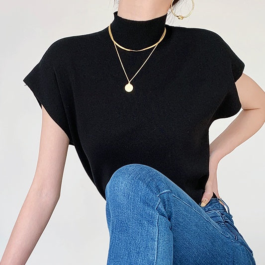 ハーフタートルネックニットトップス