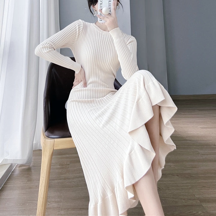 フィッシュテールリブニットワンピース