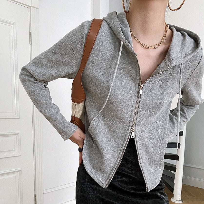 ダブルジップスリムパーカー