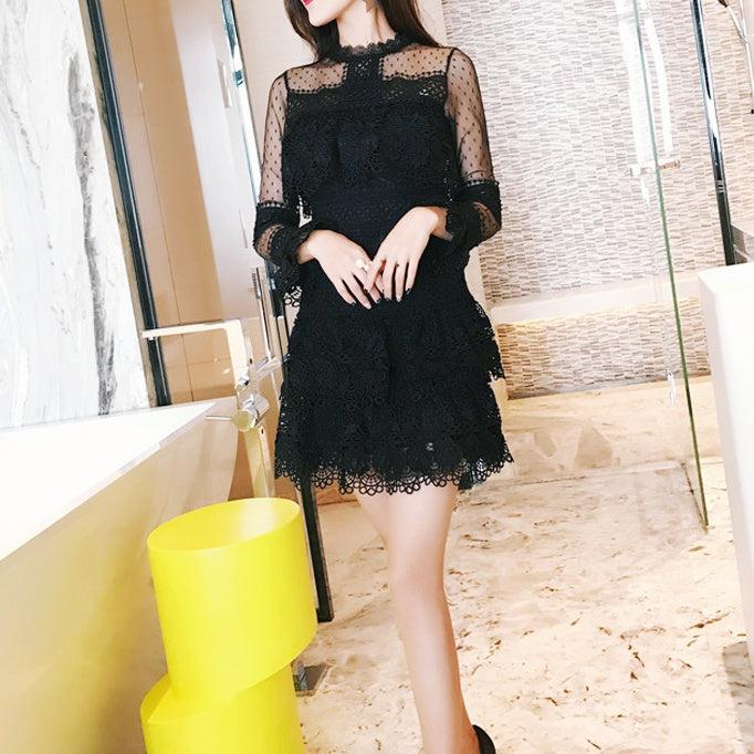 フレンチシースルーレースドレス