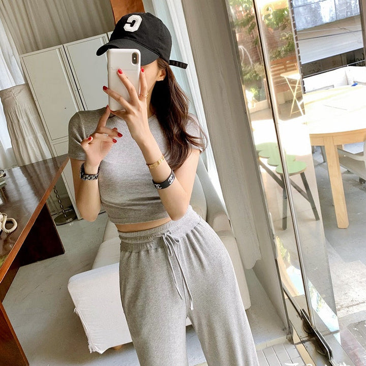 カジュアルTワイドパンツセットアップ