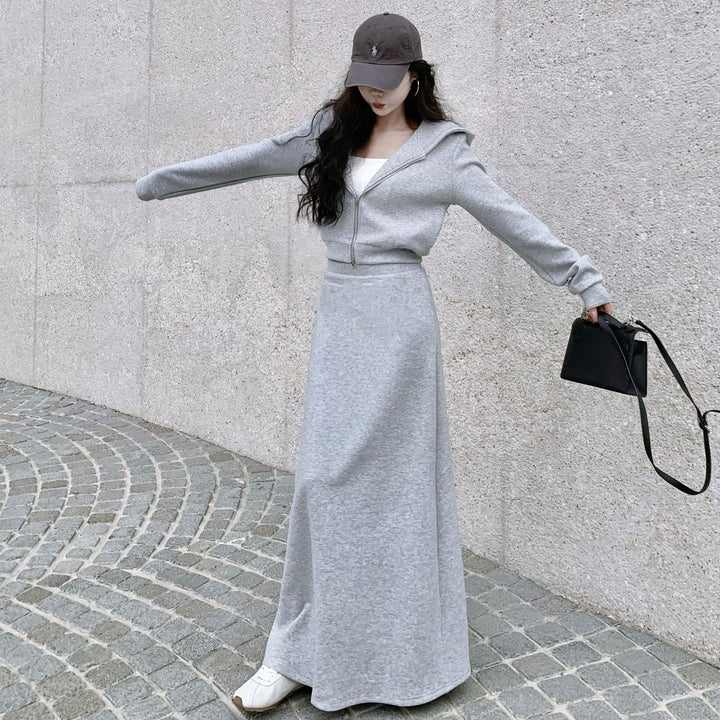 スウェットフーディースカートセットアップ