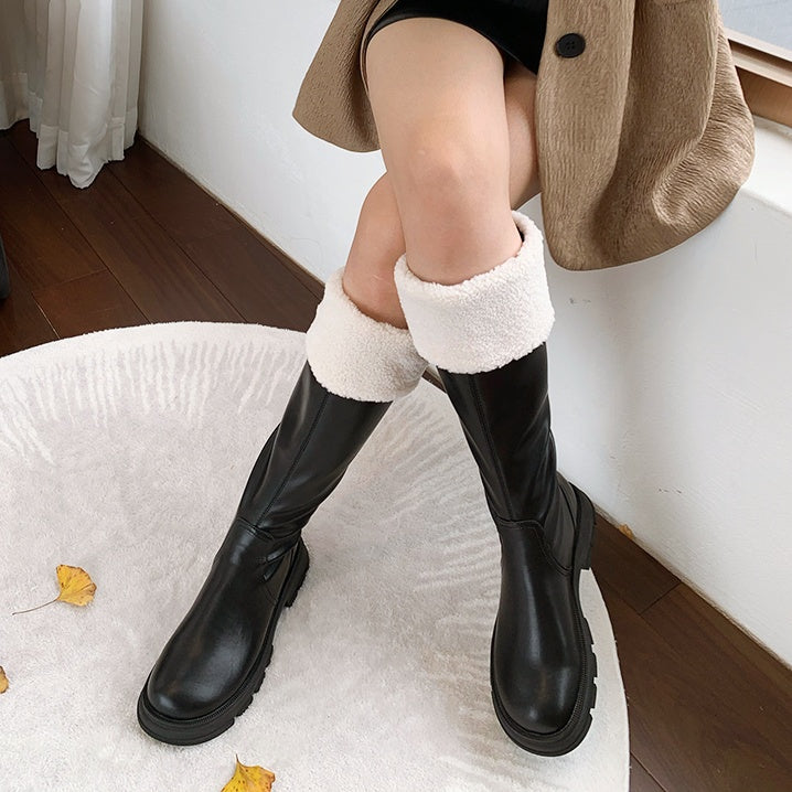 バイカラーボアロングブーツ