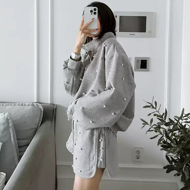 ポロカラーパールルーズセットアップ