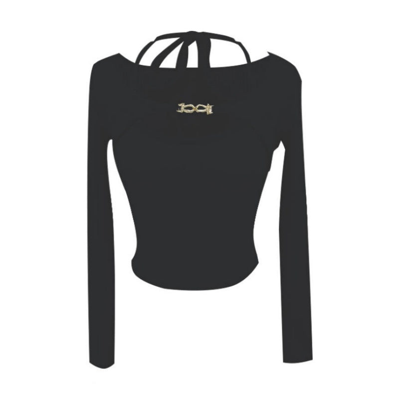 ホルターネックスリムツーピーストップス