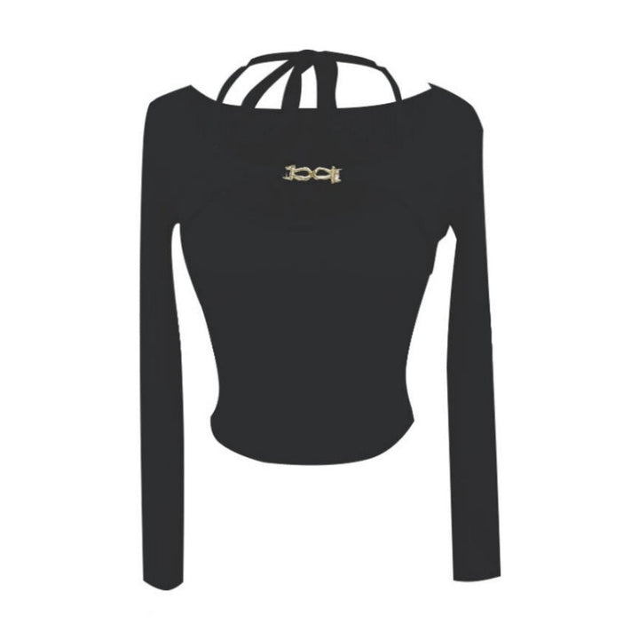 ホルターネックスリムツーピーストップス