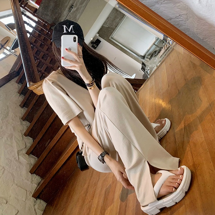 リラクシングTスリットパンツセットアップ