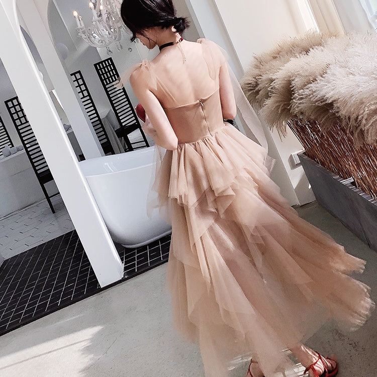 オーガンジーフリルリボンドレス