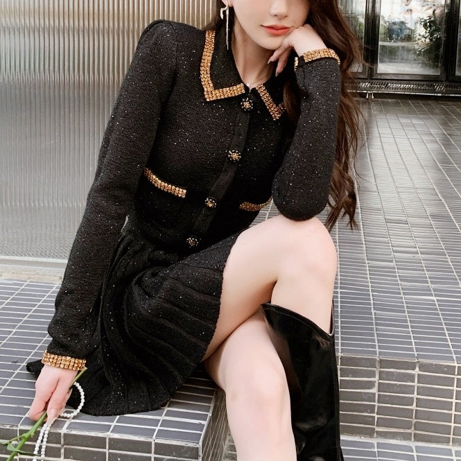 ブラックラメプリーツレディセットアップ