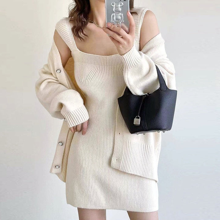 キャミニットワンピースカーディガンセットアップ