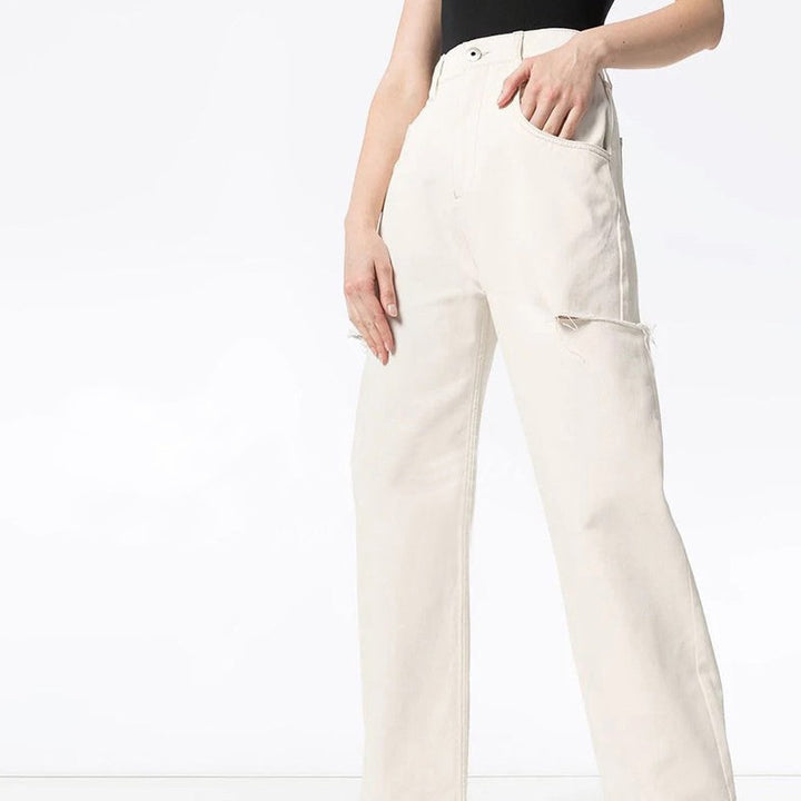 サイドカットルーズデニムパンツ