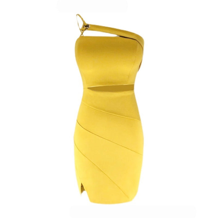 アシンメトリーショルダータイトミニドレス