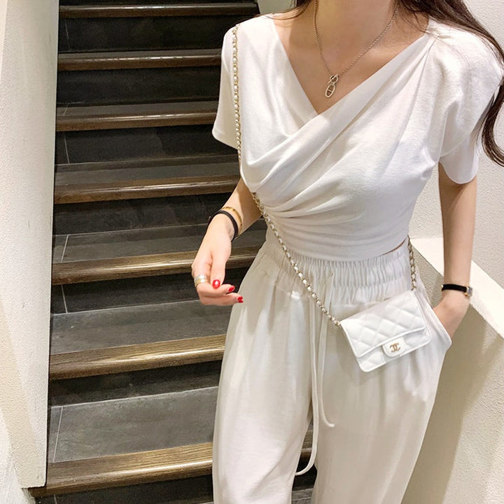 ルーズドレープTワイドパンツセットアップ