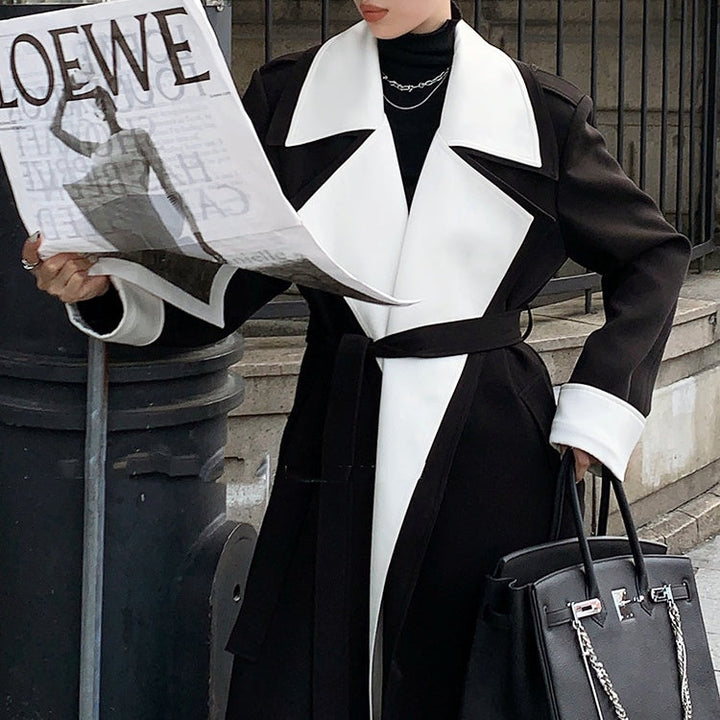 コントラストカラーロングコート