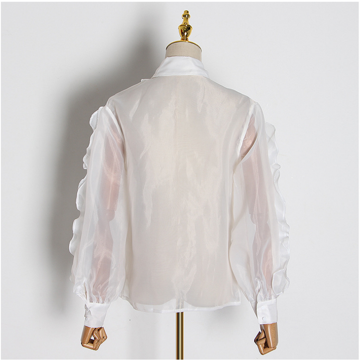 ウェーブフリルシースルーブラウス