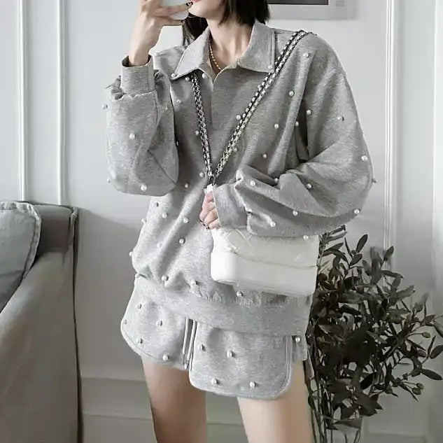 ポロカラーパールルーズセットアップ