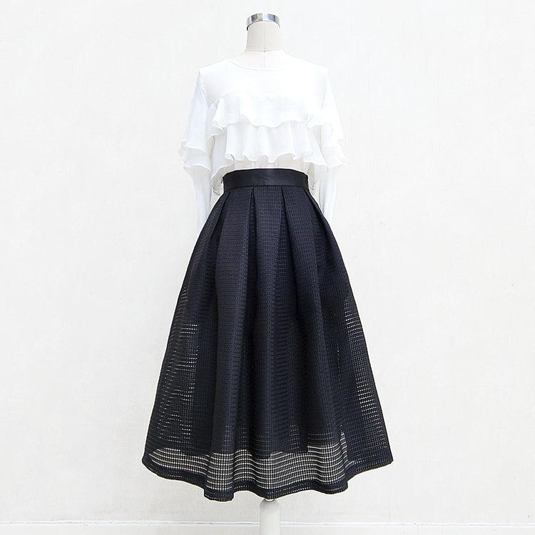 ブラックオーガンジーフレアスカート