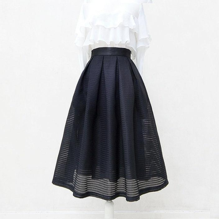 ブラックオーガンジーフレアスカート