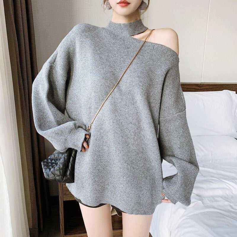 ワンショルダールーズニット