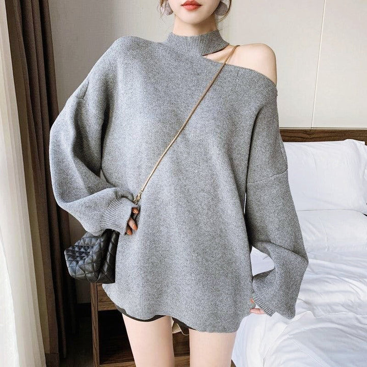 ワンショルダールーズニット