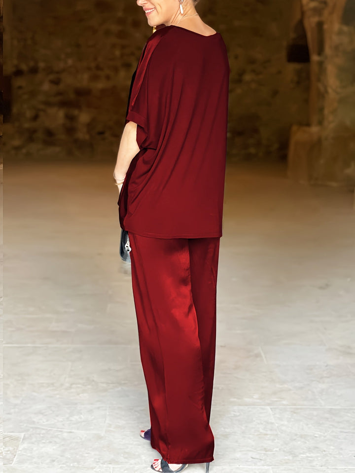 Ashlee - エレガントな半袖ツーピースセット