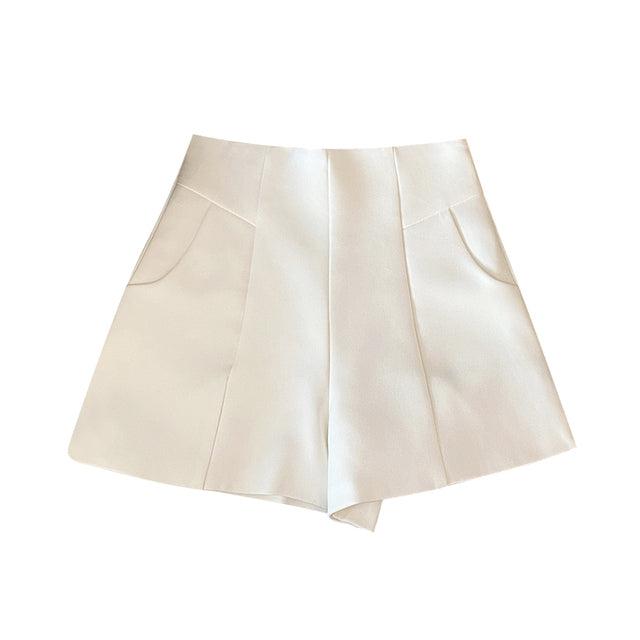 ワイドハイウエストショートパンツ