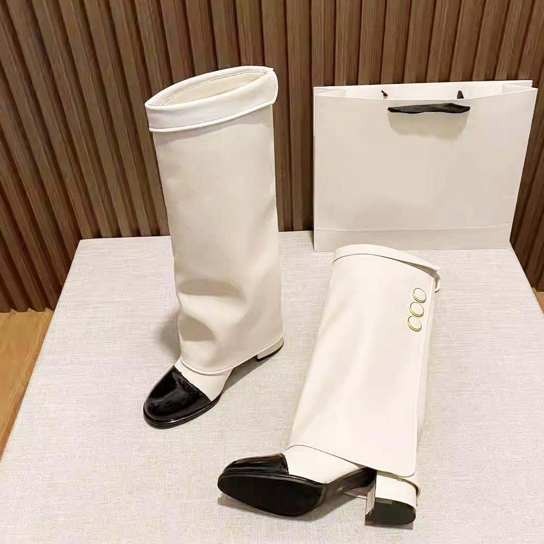 サイドボタンオーバーロングブーツ