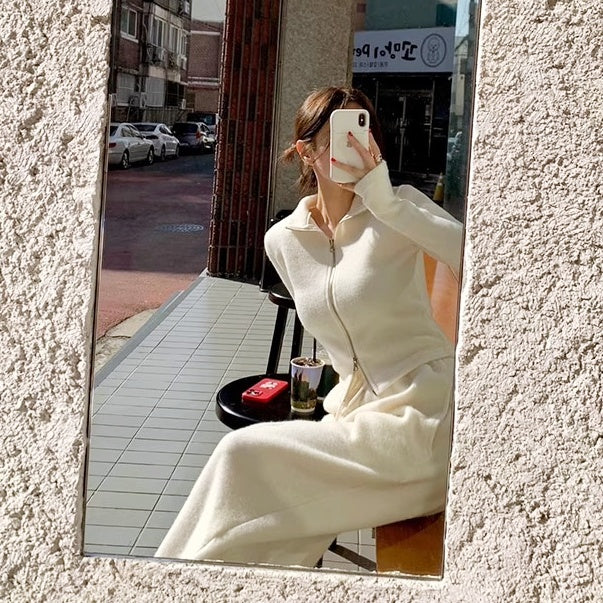 ジップアップニットセットアップ