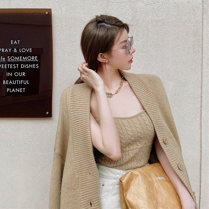 ベアトップルーズカーディガンアンサンブル