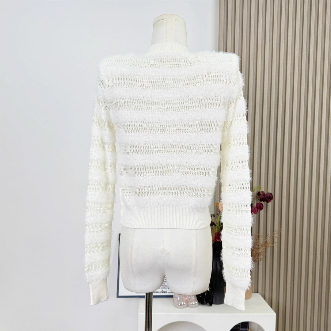 ゴールドボタンシアーニットカーディガン