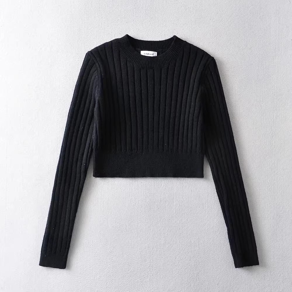 ラウンドネッククロップドトップス