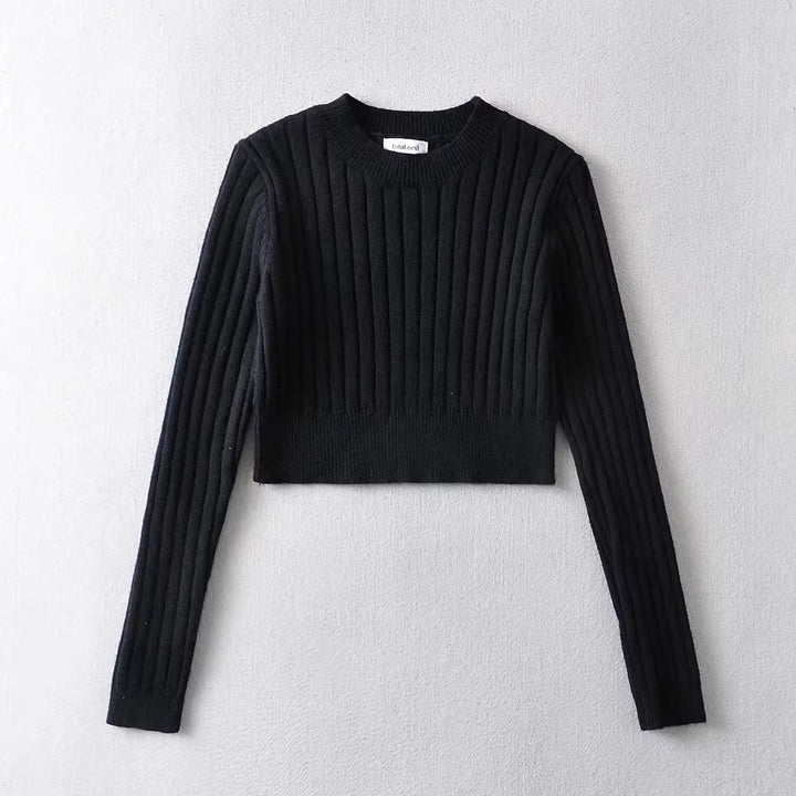 ラウンドネッククロップドトップス