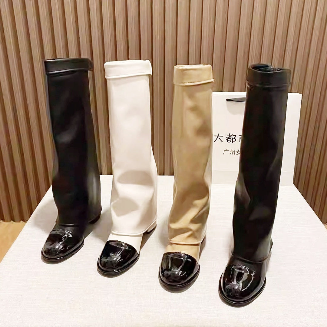 サイドボタンオーバーロングブーツ