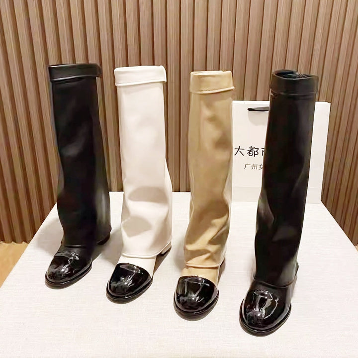 サイドボタンオーバーロングブーツ