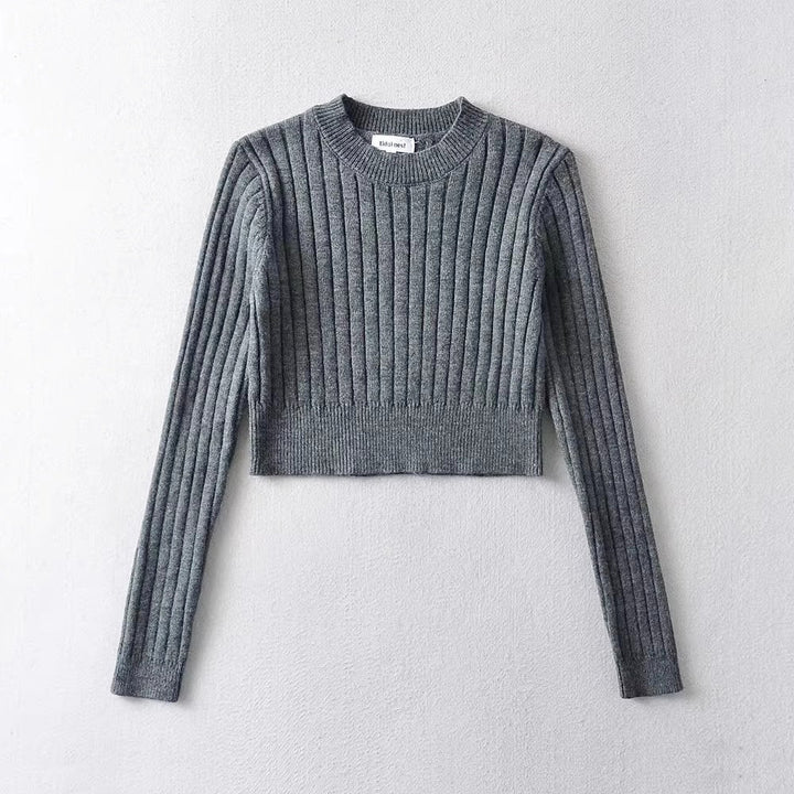 ラウンドネッククロップドトップス