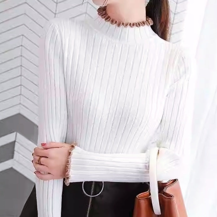 メロウフリルリブニットトップス