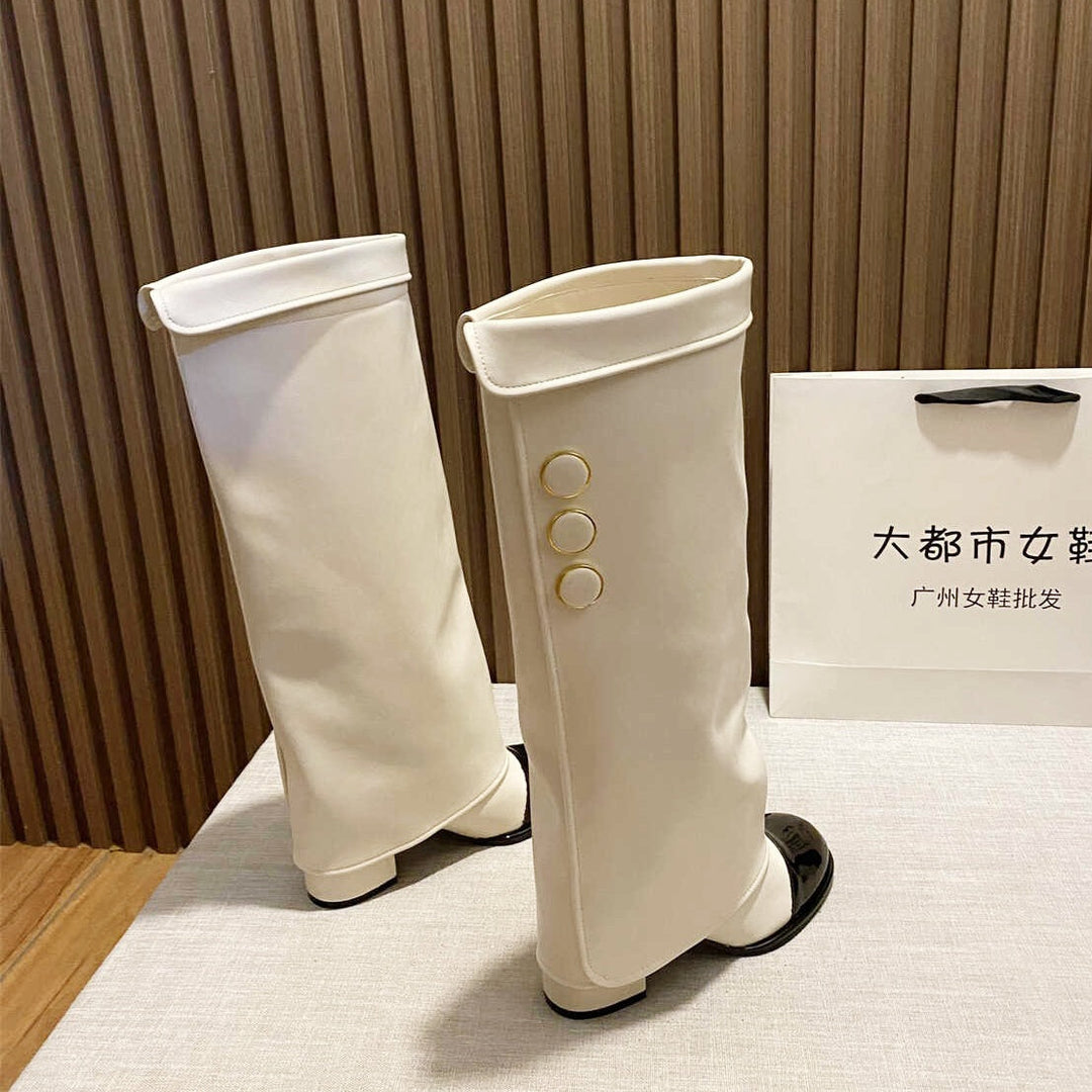 サイドボタンオーバーロングブーツ