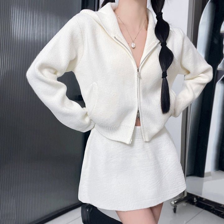 ニットジップアップスカートセットアップ