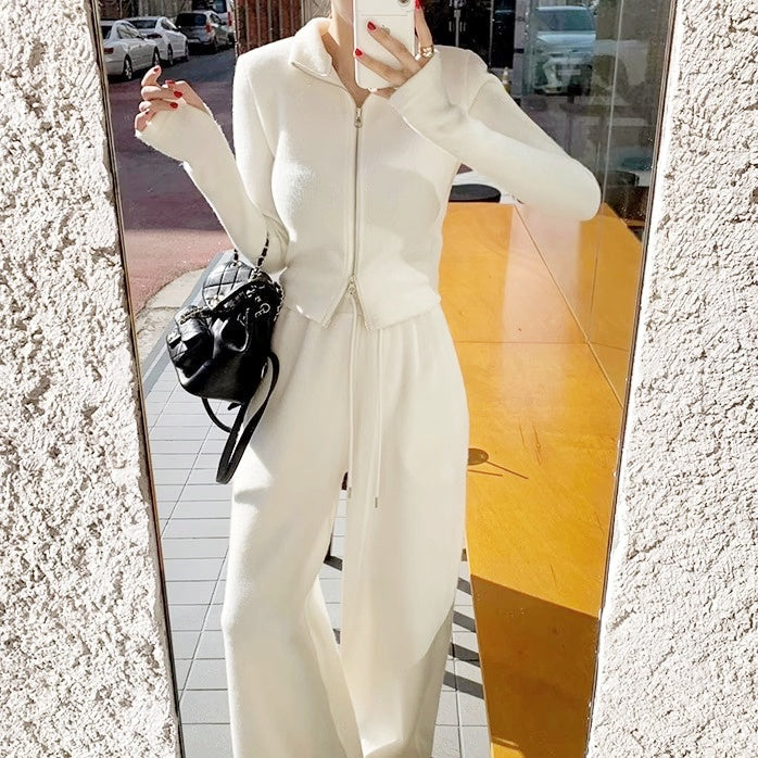 ジップアップニットセットアップ