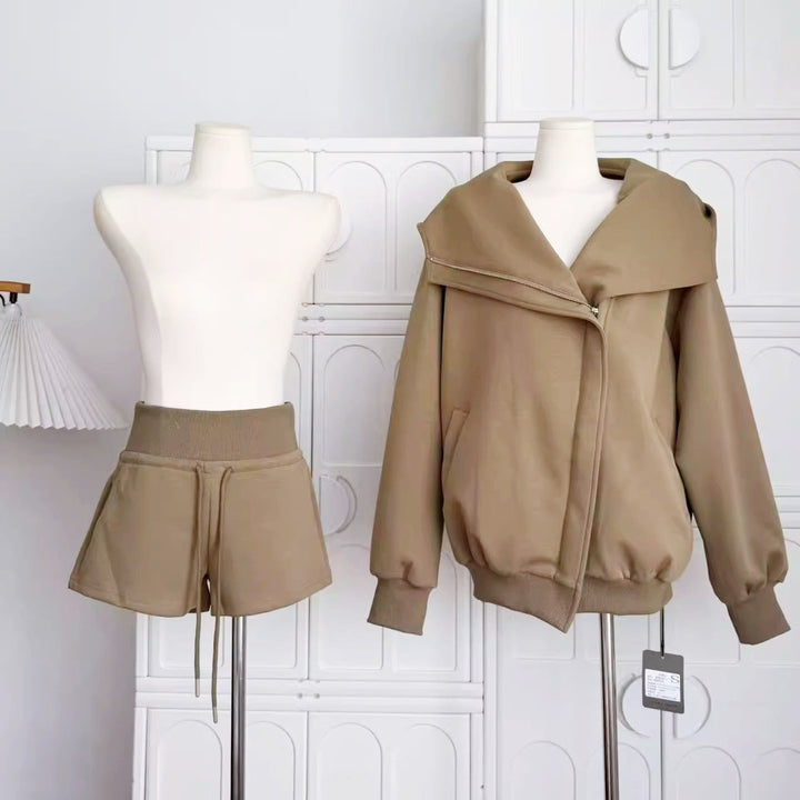 ビッグカラージップショートパンツセットアップ