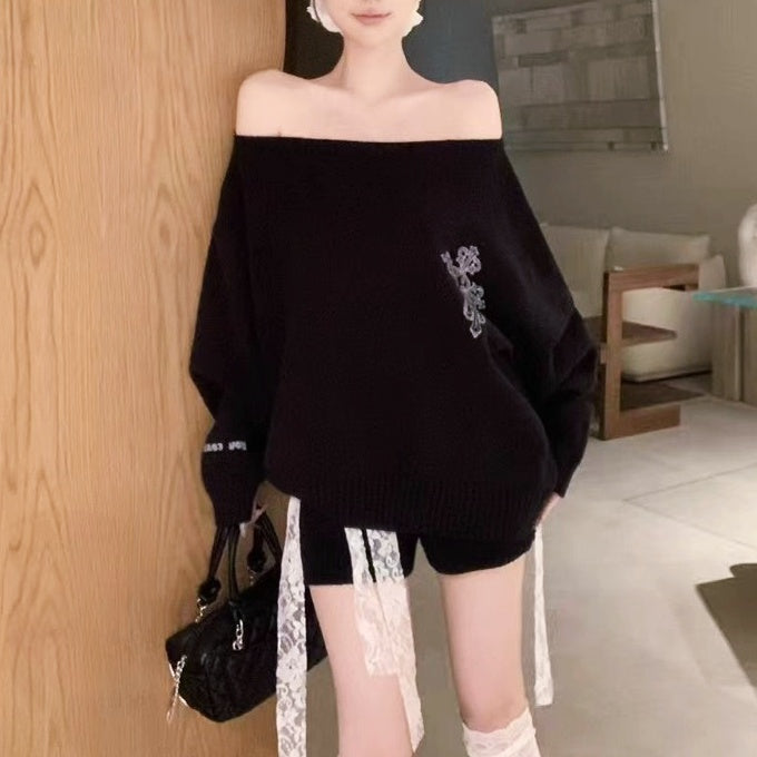 クロスエンブロイダリーニットセットアップ