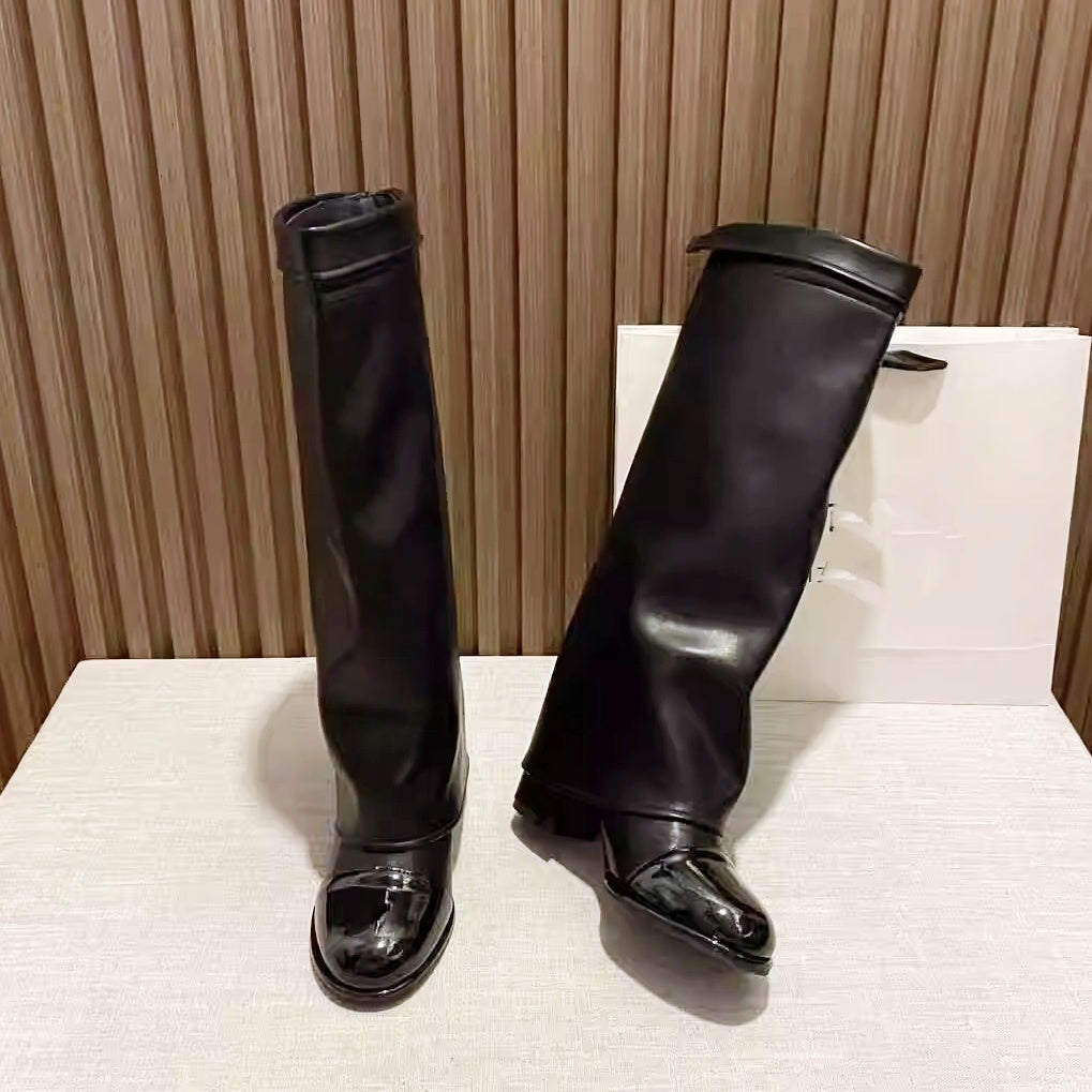 サイドボタンオーバーロングブーツ