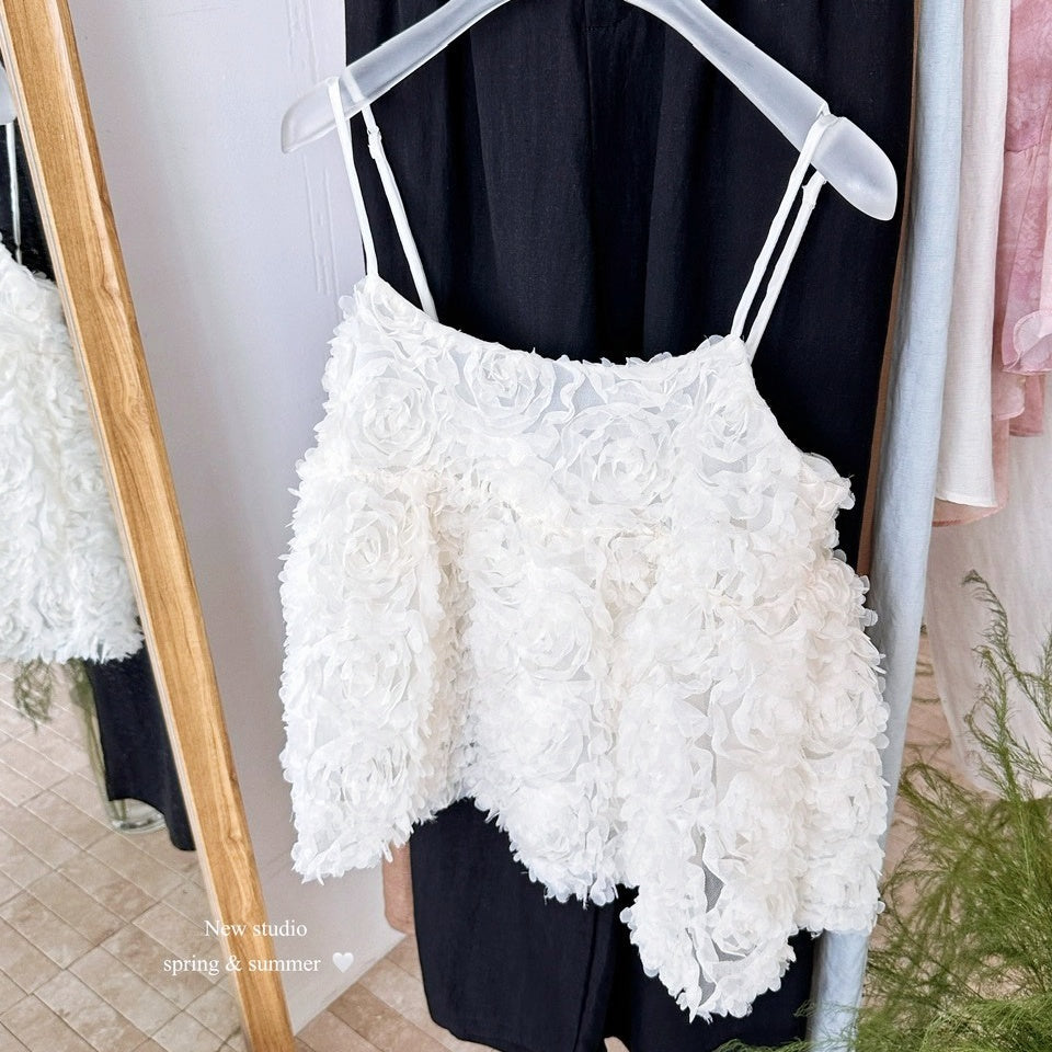 3Dフラワーモチーフフレアキャミソール