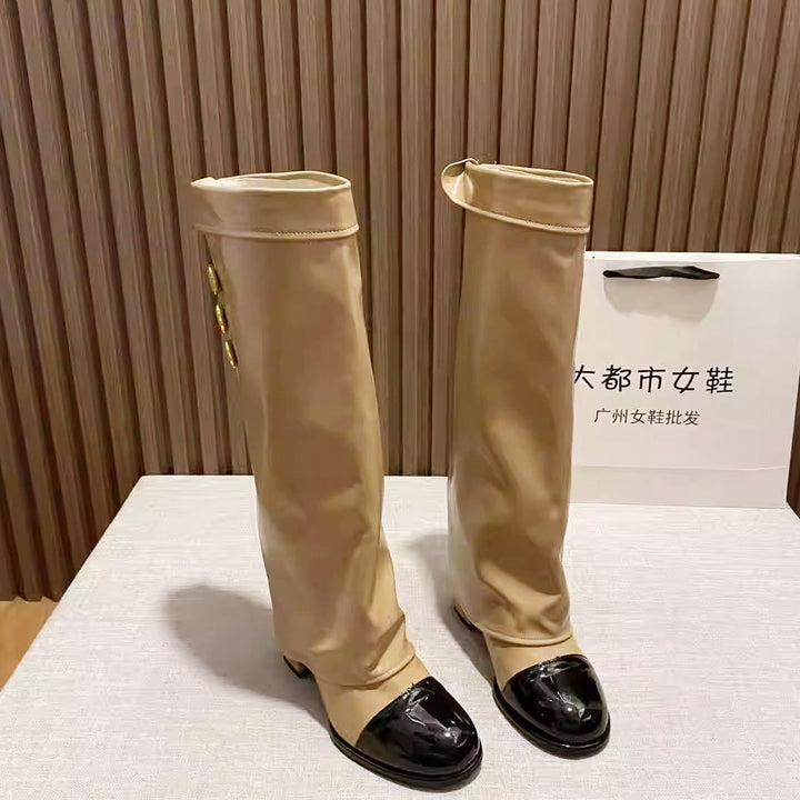 サイドボタンオーバーロングブーツ