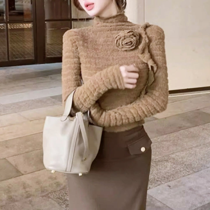 ローズショルダーモヘアニットトップス