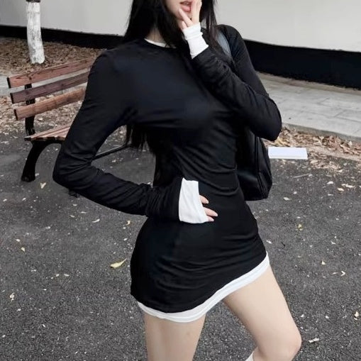 レイヤードデザインタイトワンピース