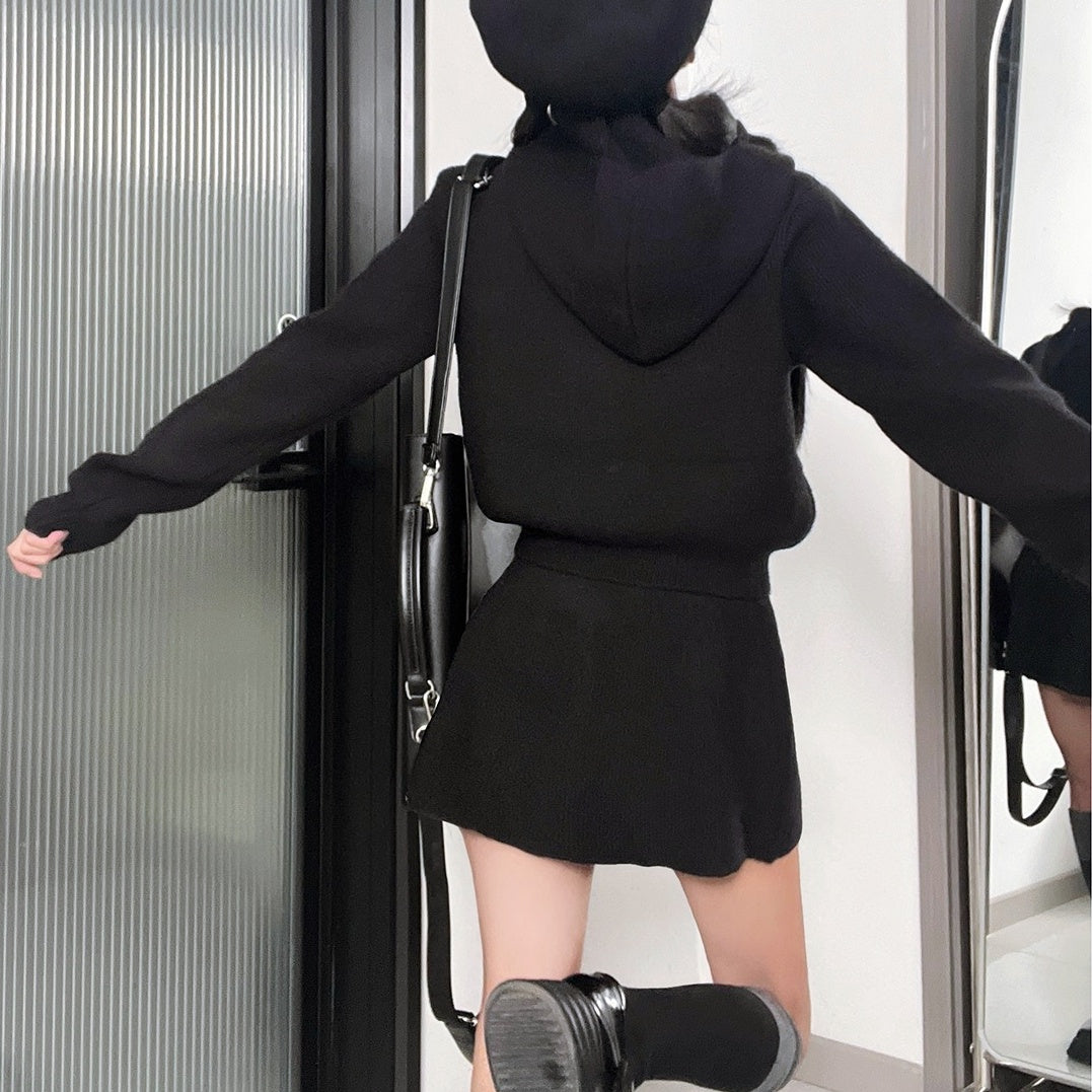 ニットジップアップスカートセットアップ