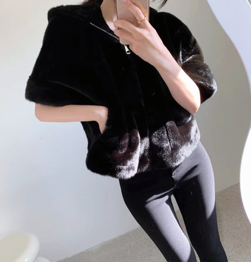 ジップアップショートファーコート